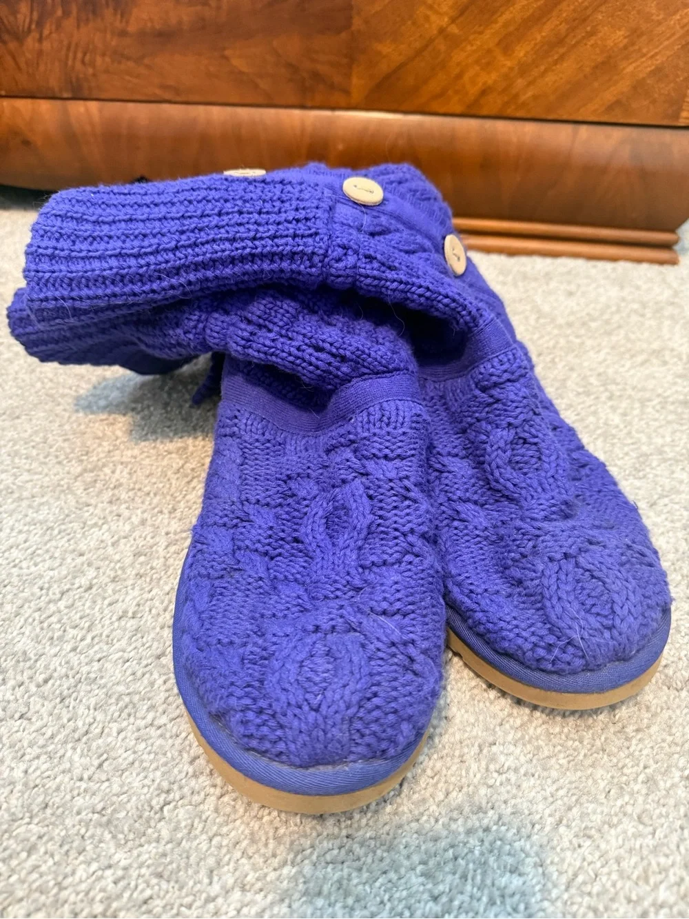 UGG Purple Knit Women's Winter Boots with Teal Accent